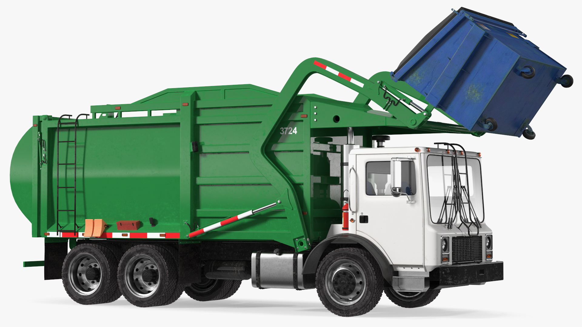 3D model Trash Truck Generic with Dumpster Blue Rigged