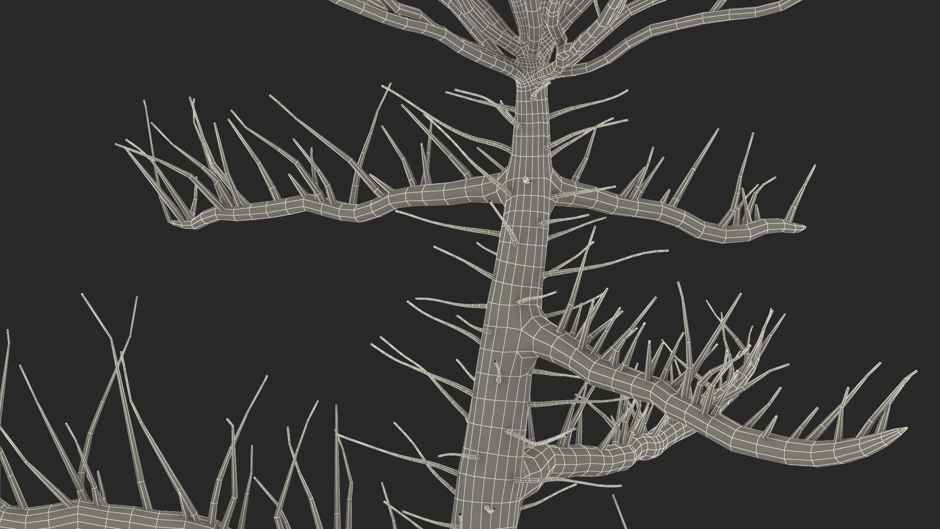 Bare Bonsai Tree in Pot Fur 3D