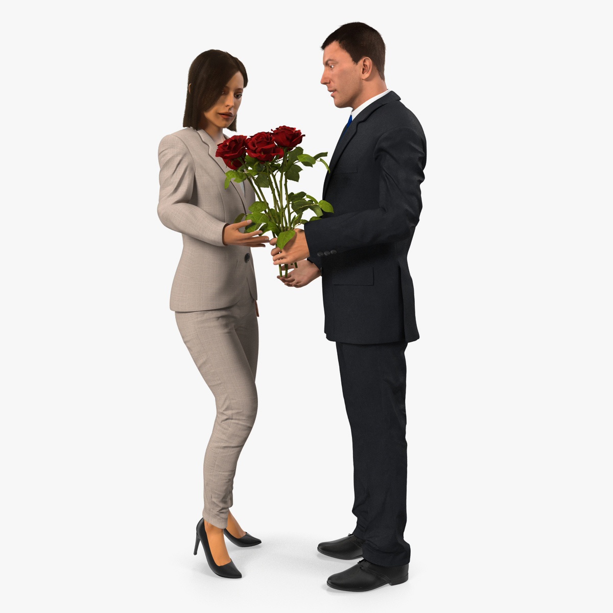 Couple With Flowers 3D Model