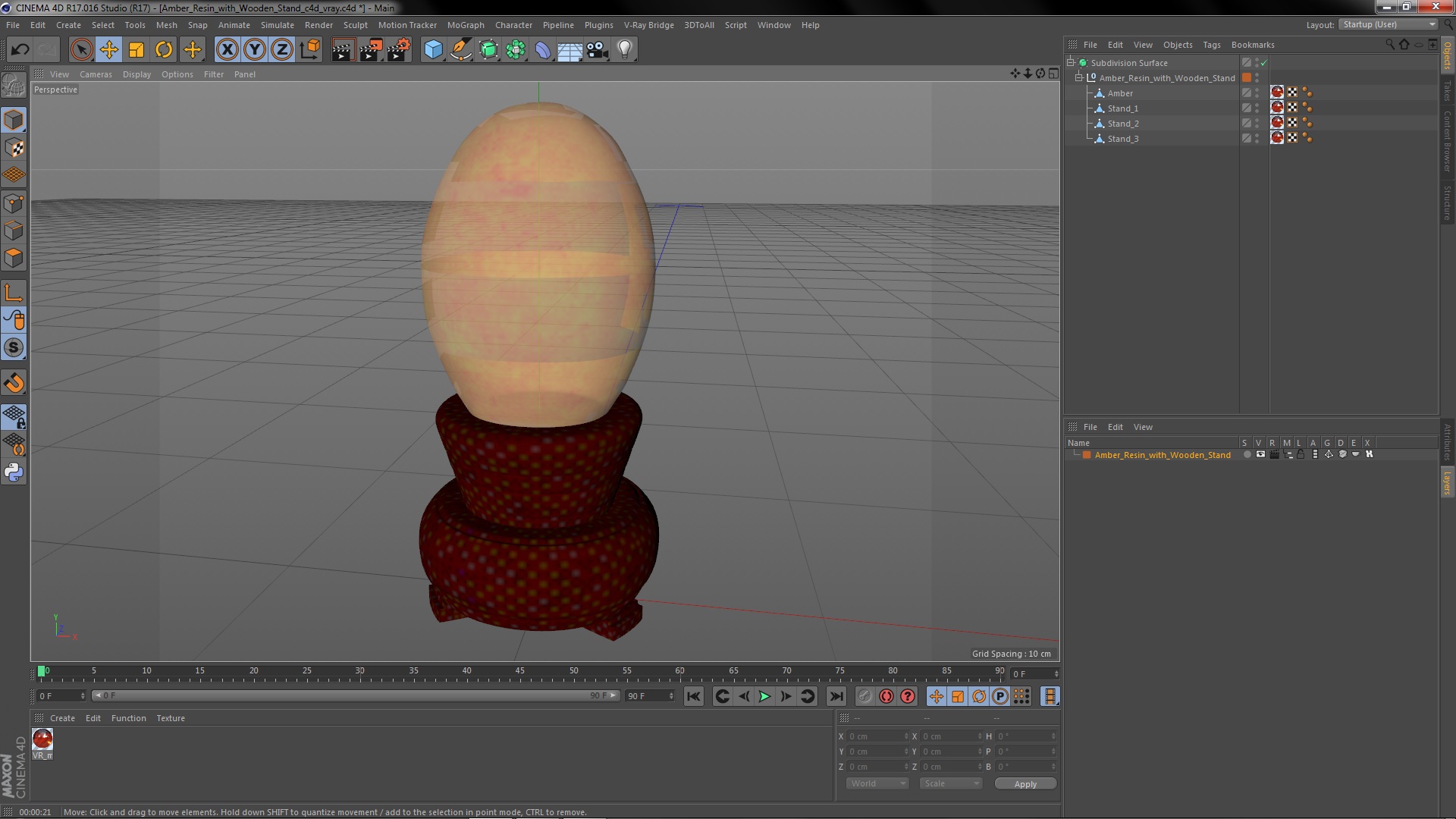 Amber Resin with Wooden Stand 3D model