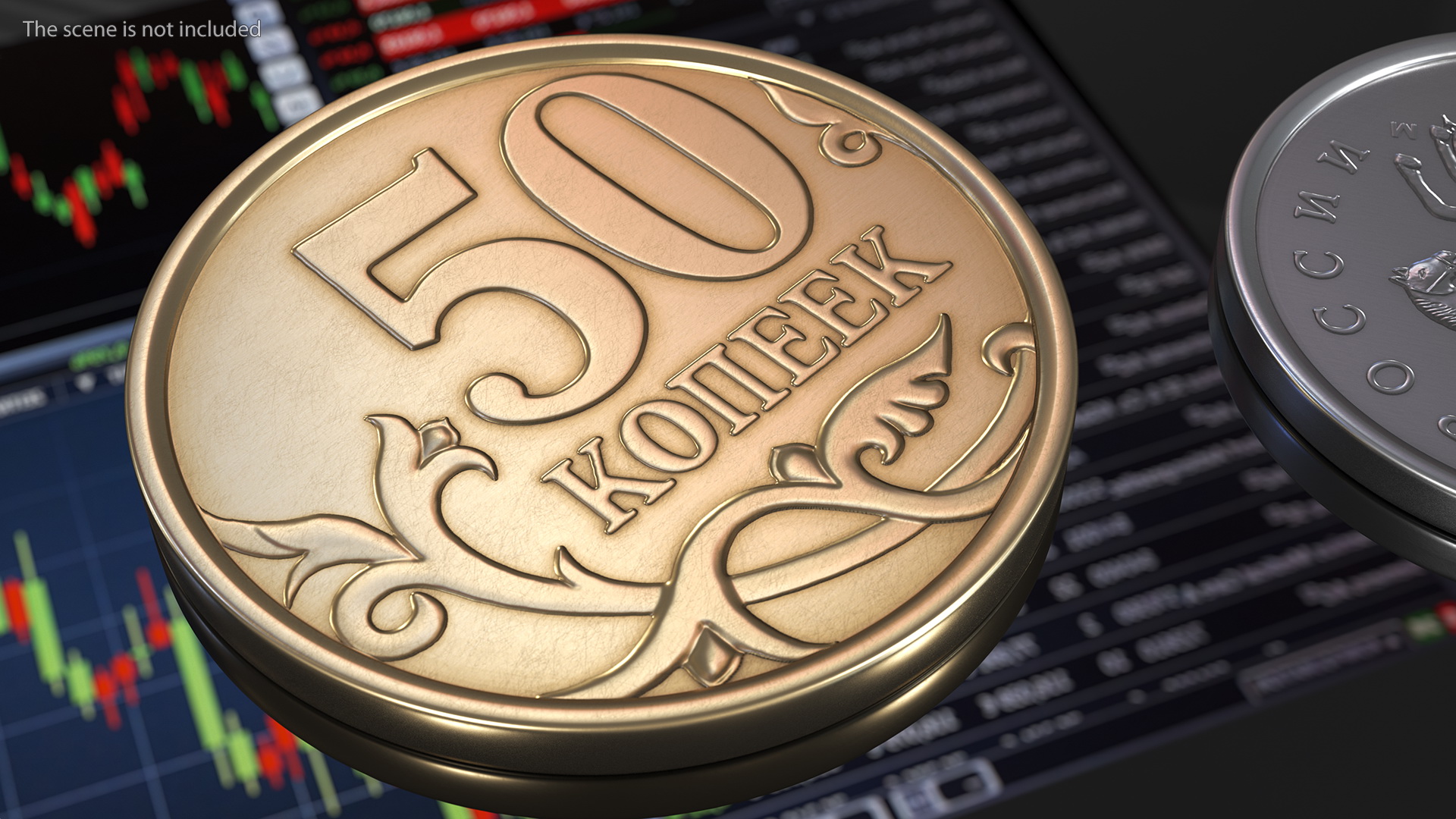 3D Russian 50 Kopek Coin
