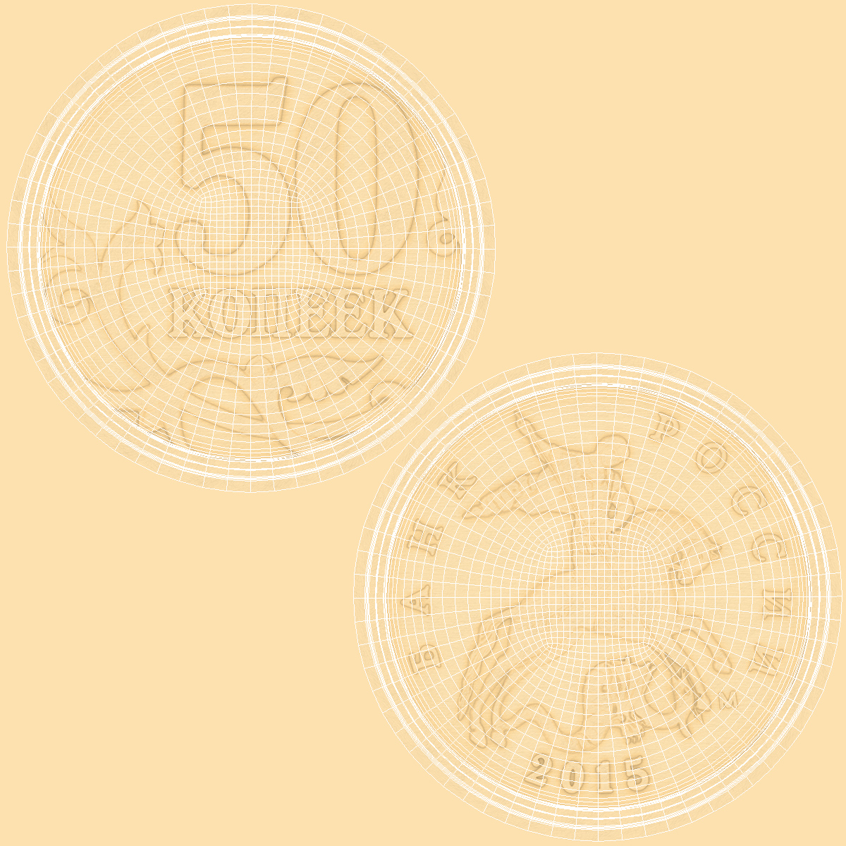 3D Russian 50 Kopek Coin