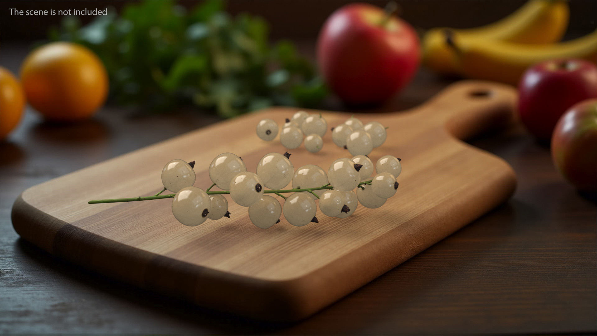 White Currant Berry Cluster 3D