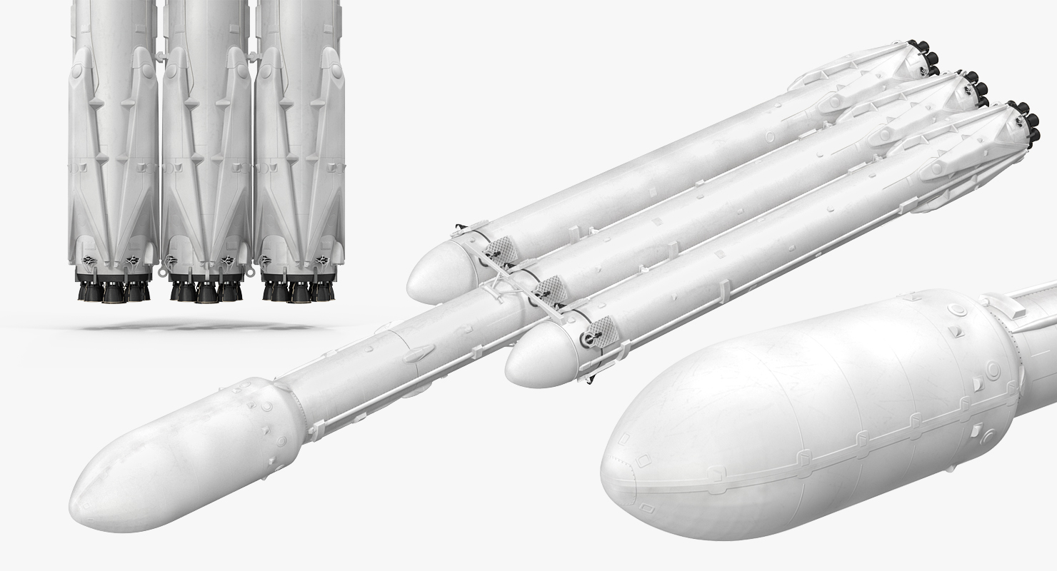 3D model Space Heavy Rocket Rigged