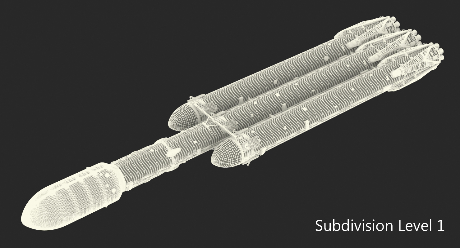 3D model Space Heavy Rocket Rigged
