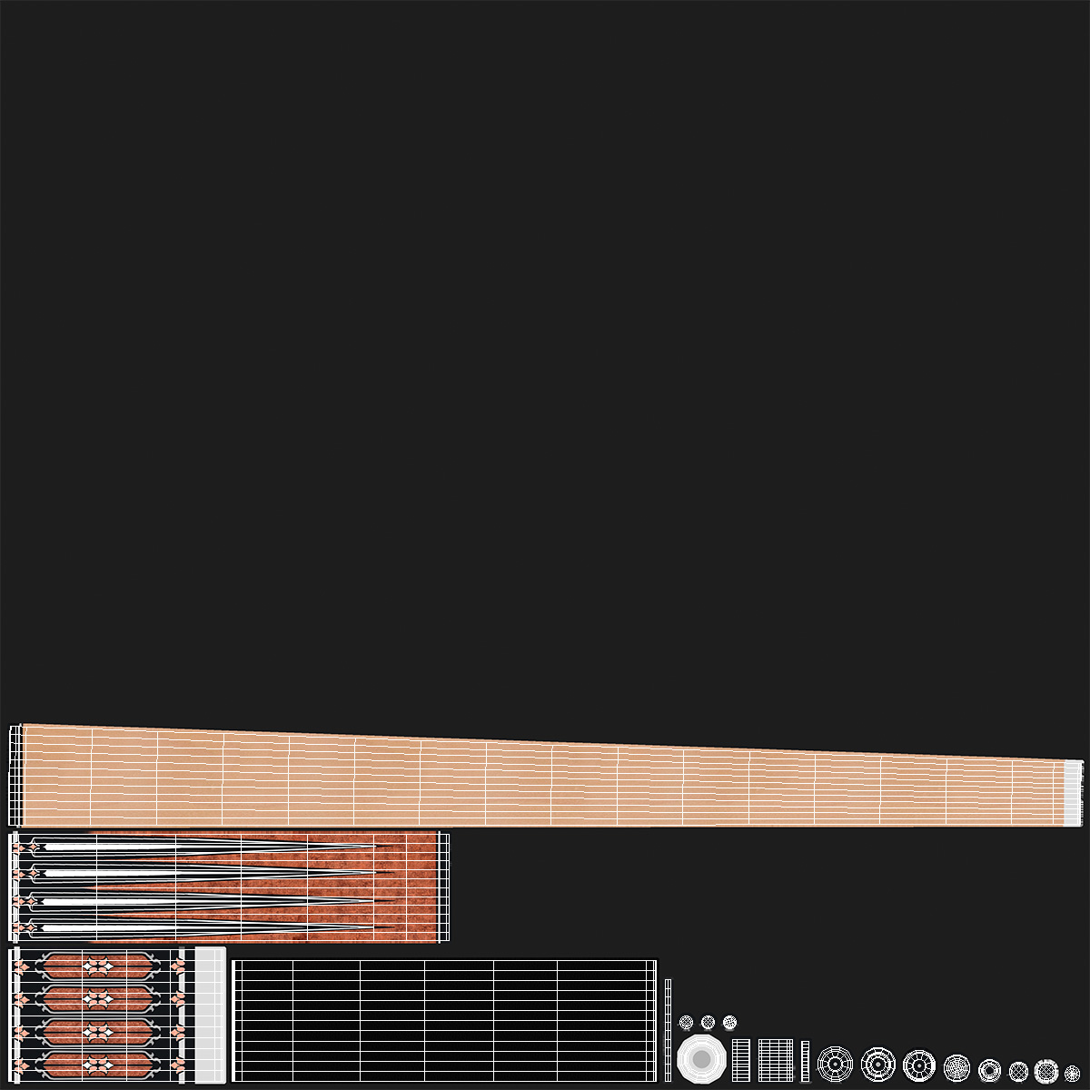 3D Vintage Wooden Pool Cue model