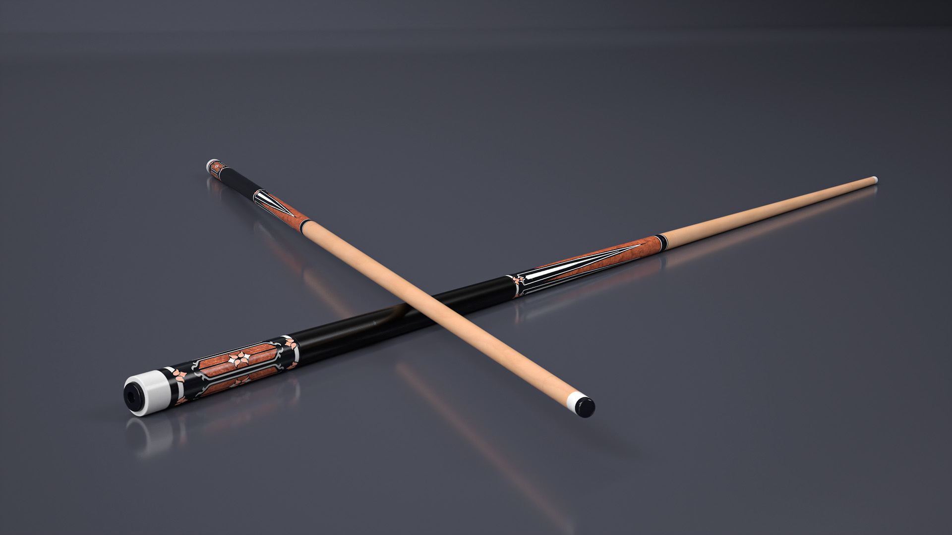 3D Vintage Wooden Pool Cue model