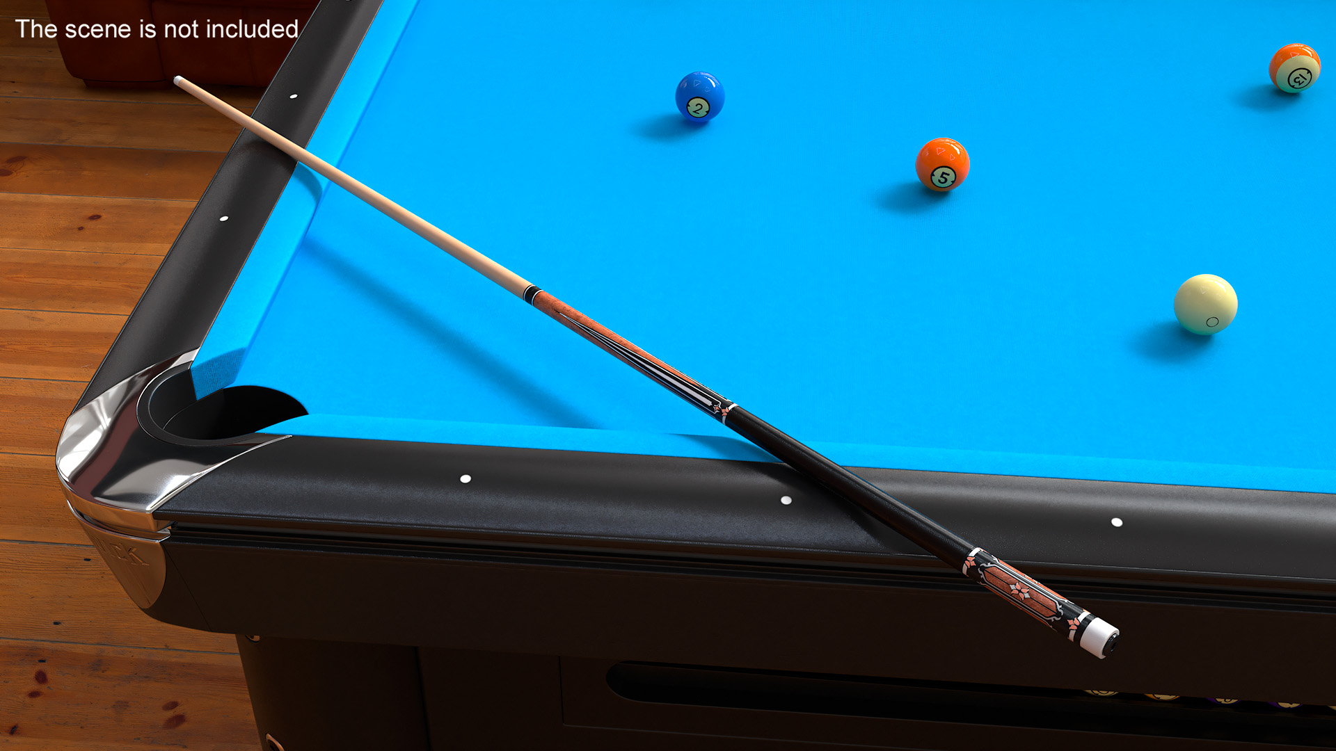 3D Vintage Wooden Pool Cue model