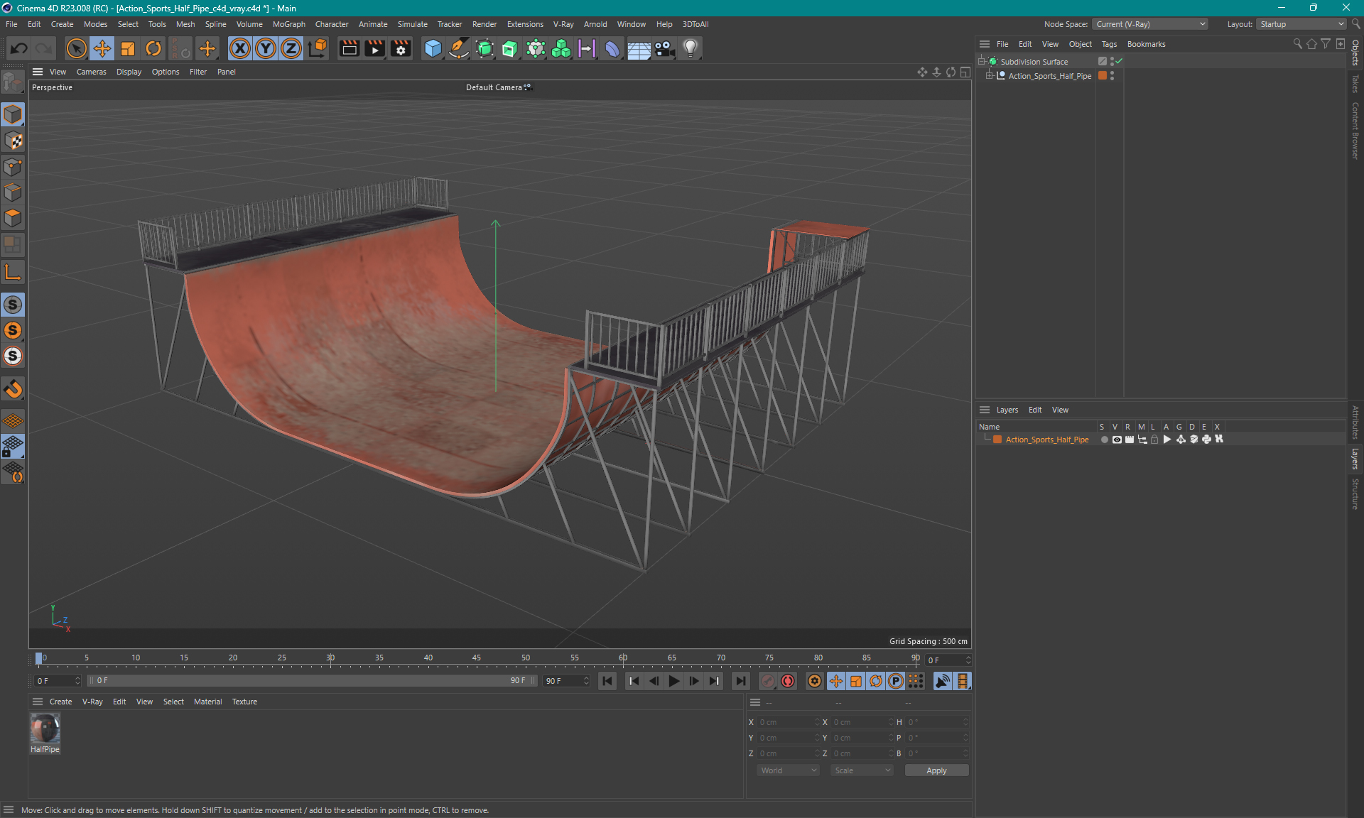 3D Action Sports Half Pipe model