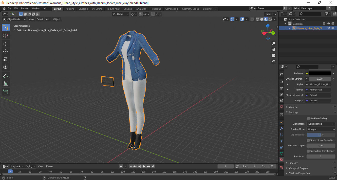 3D model Women's Urban Style Clothes with Denim Jacket