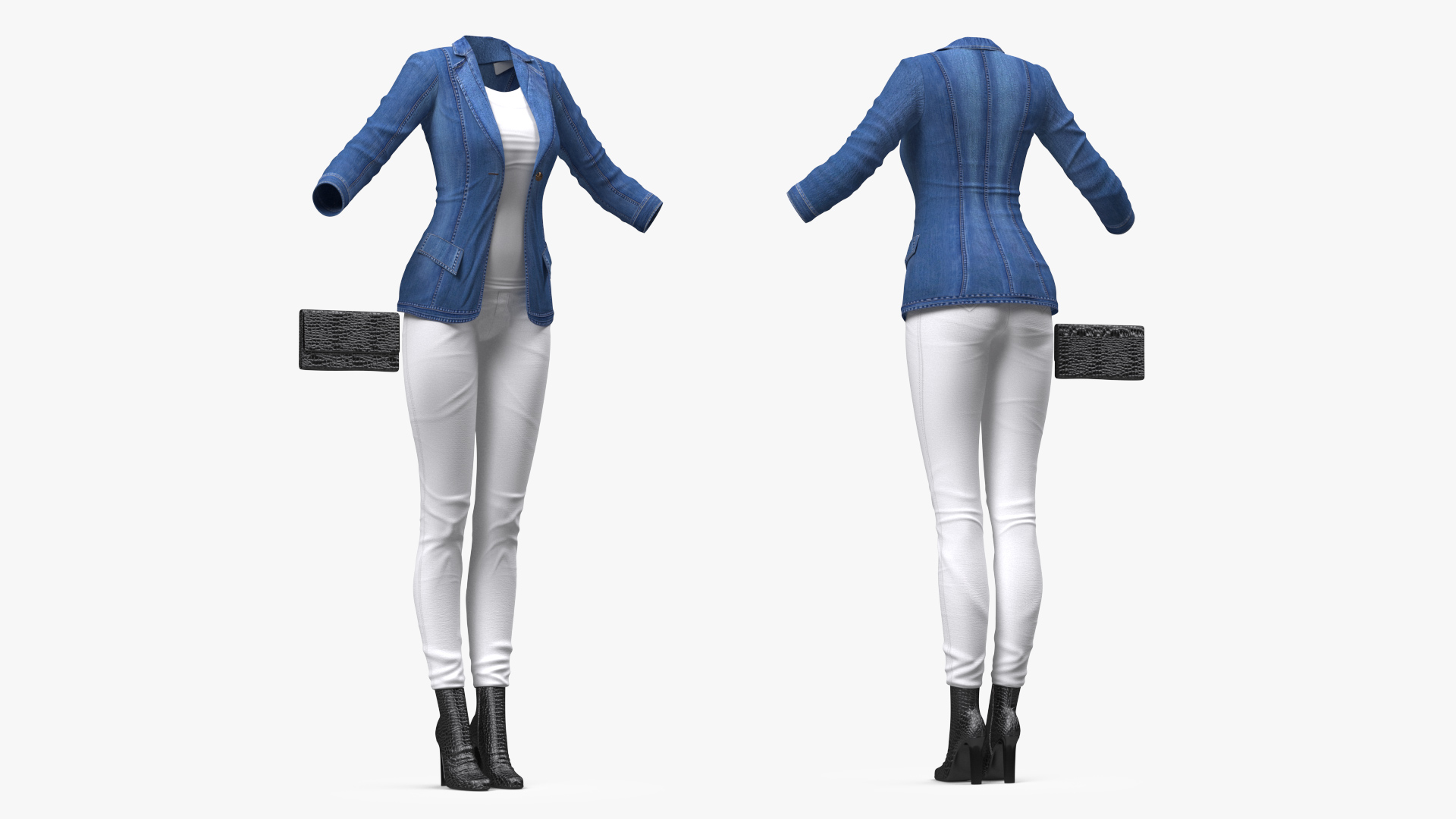 3D model Women's Urban Style Clothes with Denim Jacket