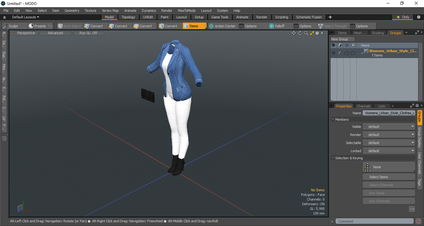 3D model Women's Urban Style Clothes with Denim Jacket