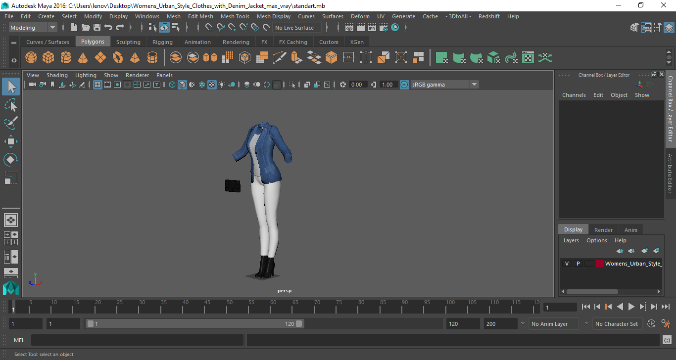 3D model Women's Urban Style Clothes with Denim Jacket
