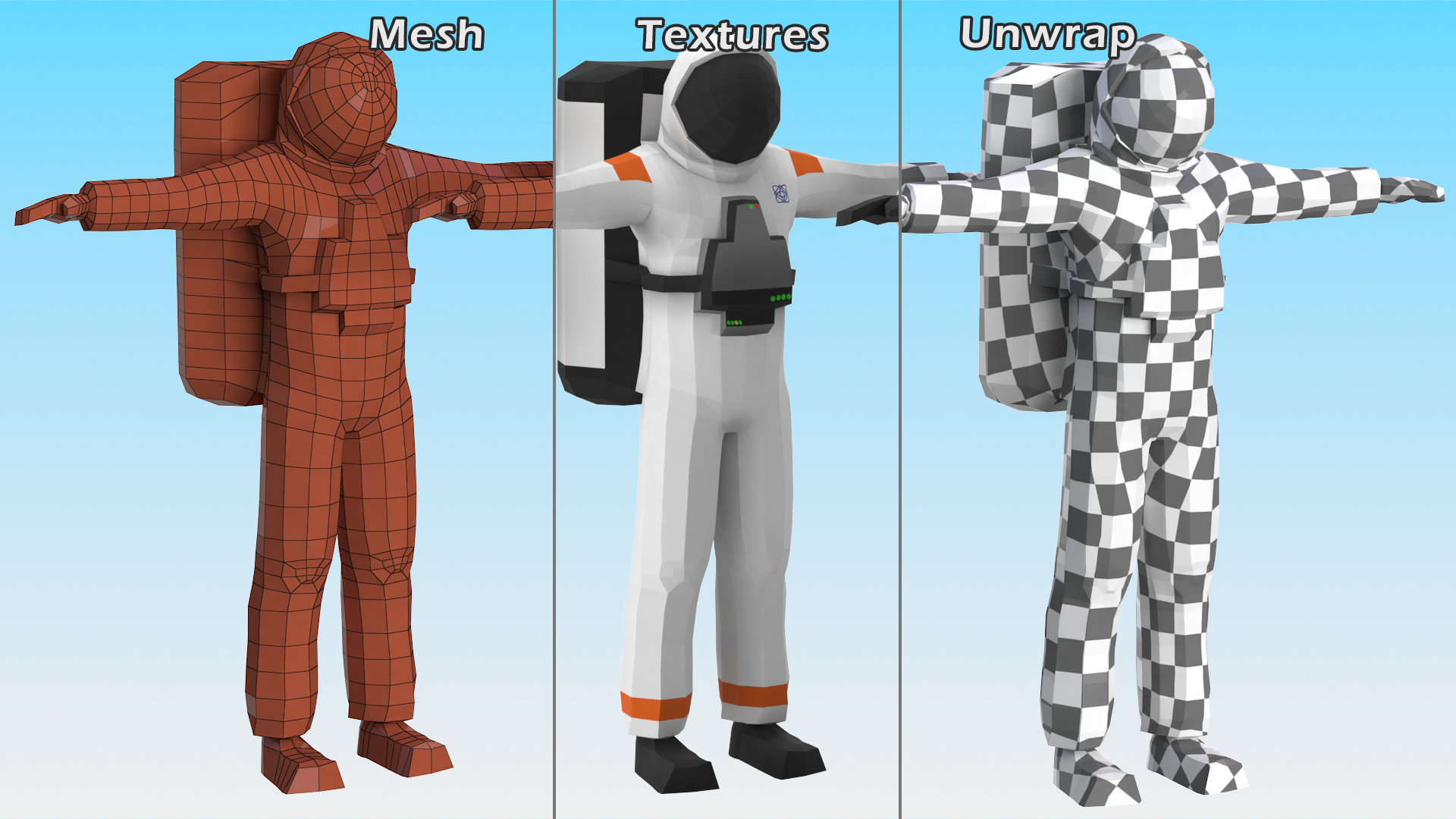 Astronaut Low Poly Rigged for Maya 3D model