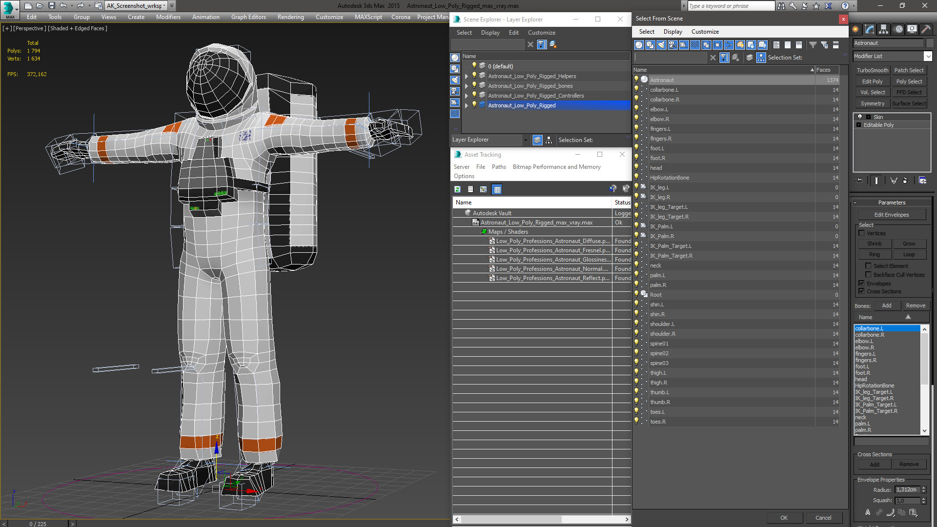 Astronaut Low Poly Rigged for Maya 3D model