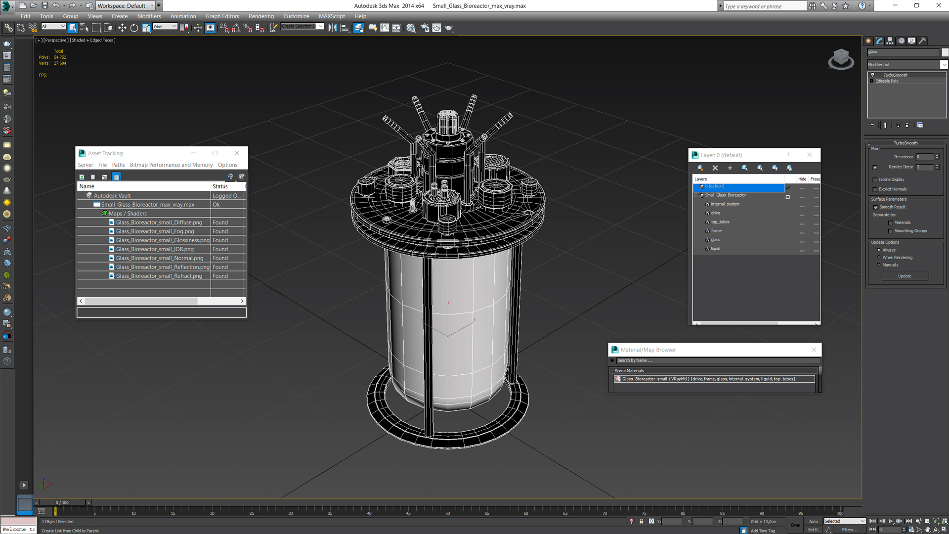 Small Glass Bioreactor 3D