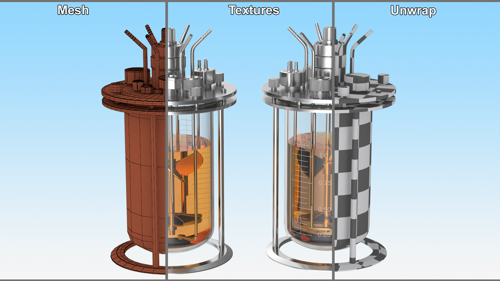 Small Glass Bioreactor 3D