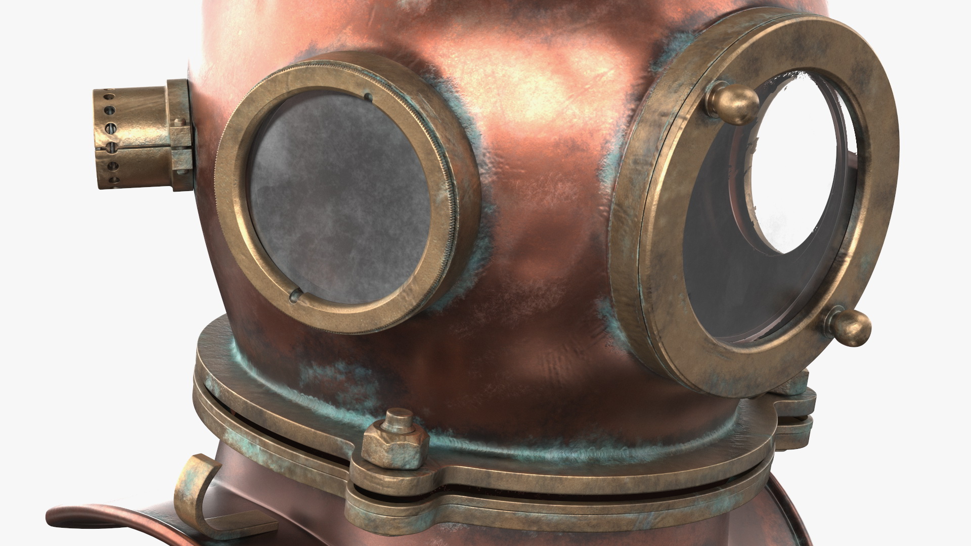 3D model Worn Copper Diving Helmet