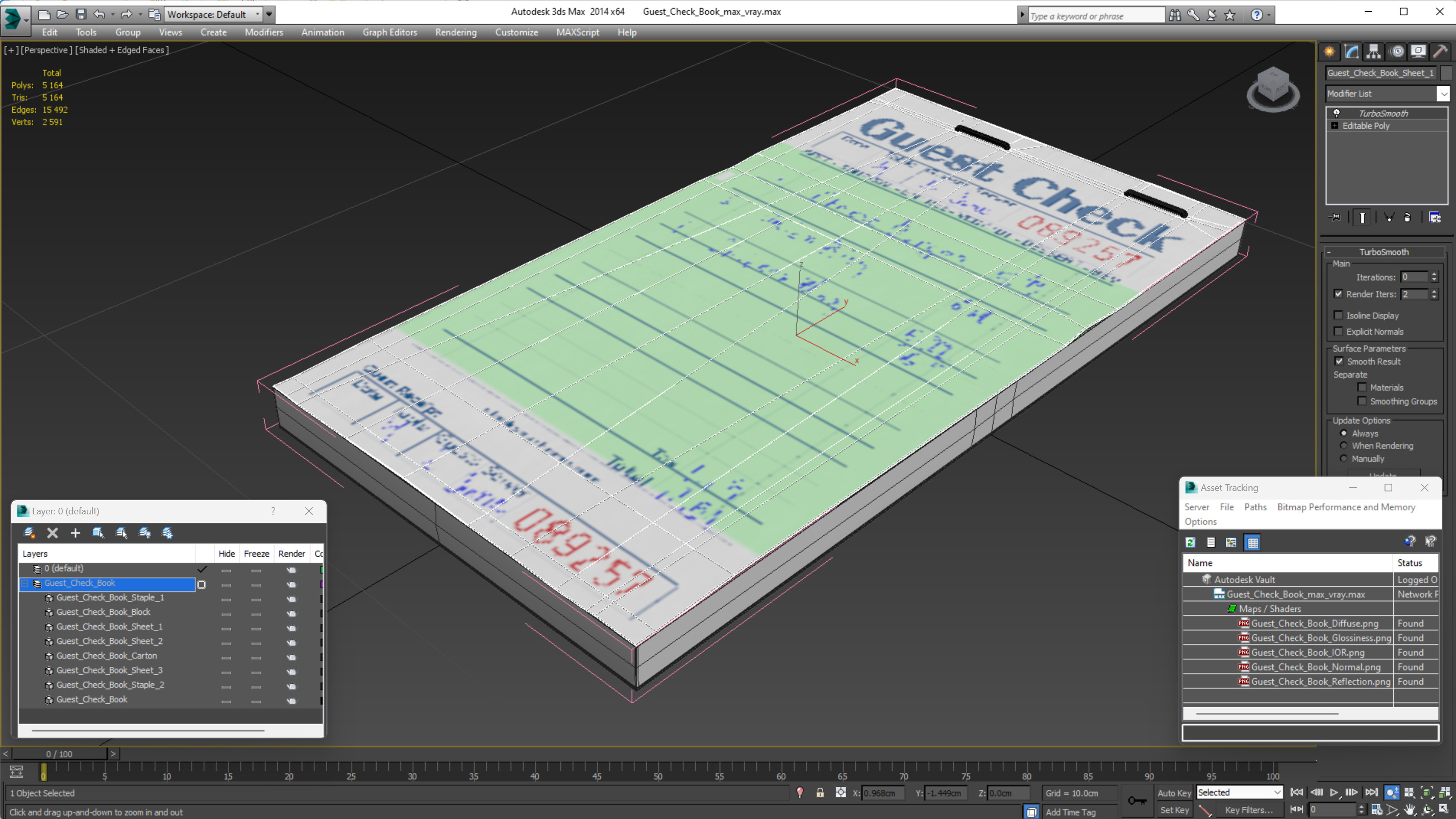3D Guest Check Book