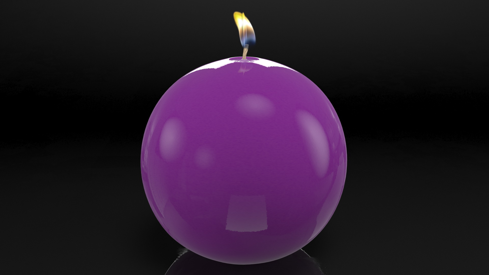 3D model Lit Altar Candle Sphere Purple