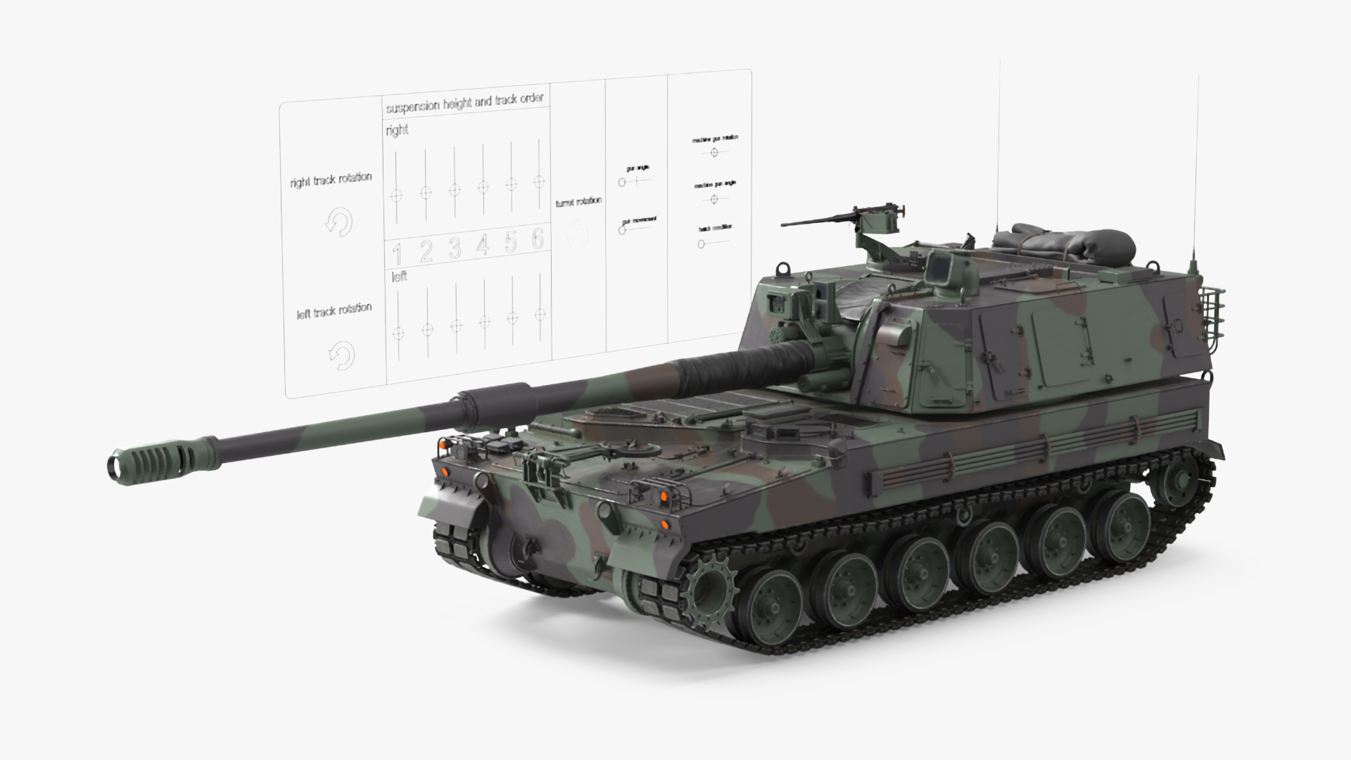 3D model K9 Thunder Howitzer Rigged for Cinema 4D
