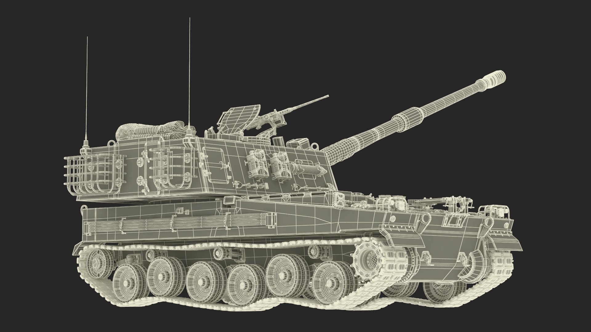 3D model K9 Thunder Howitzer Rigged for Cinema 4D