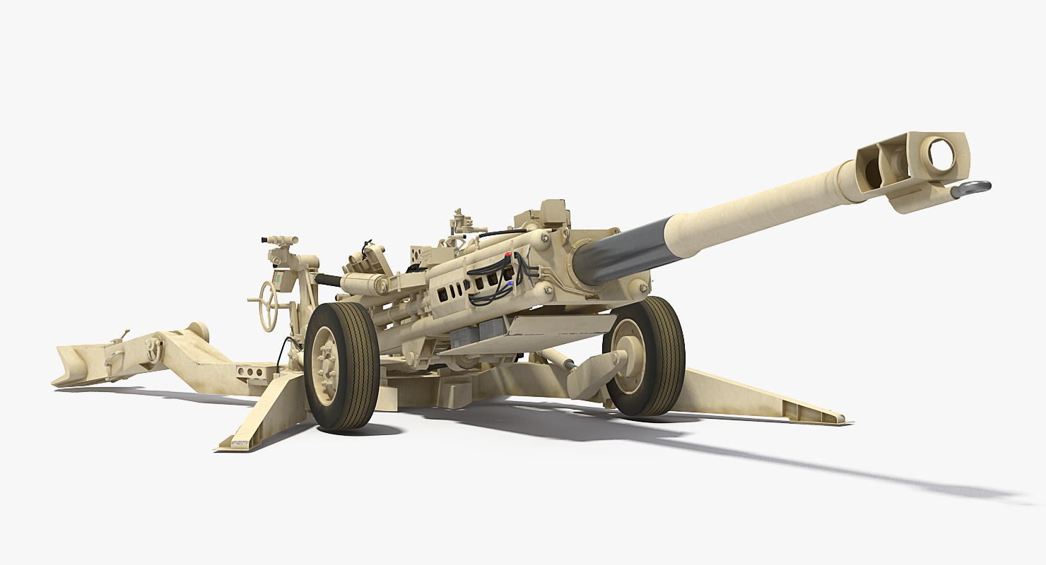 Battle Position Howitzer M777 155mm Desert 3D