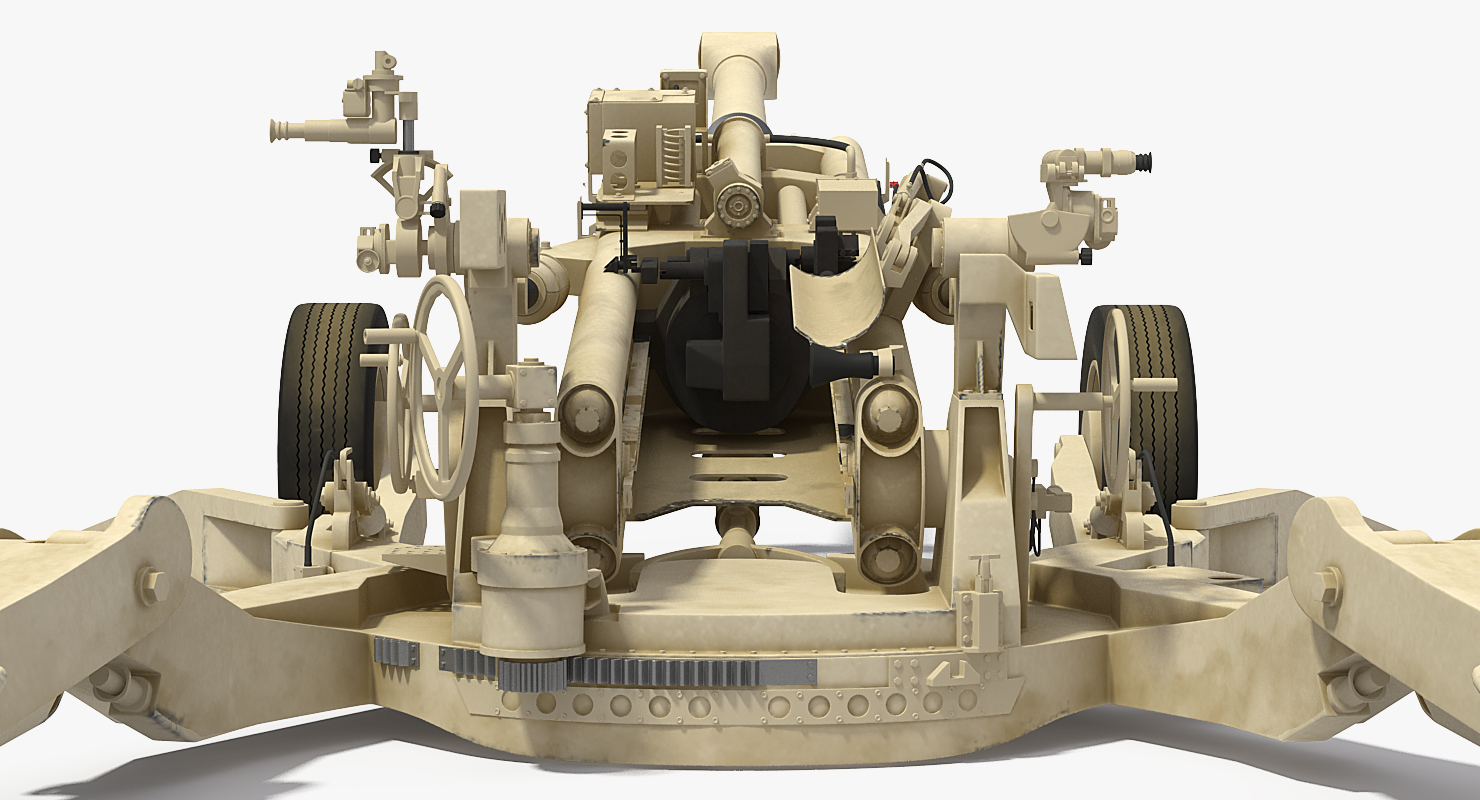 Battle Position Howitzer M777 155mm Desert 3D