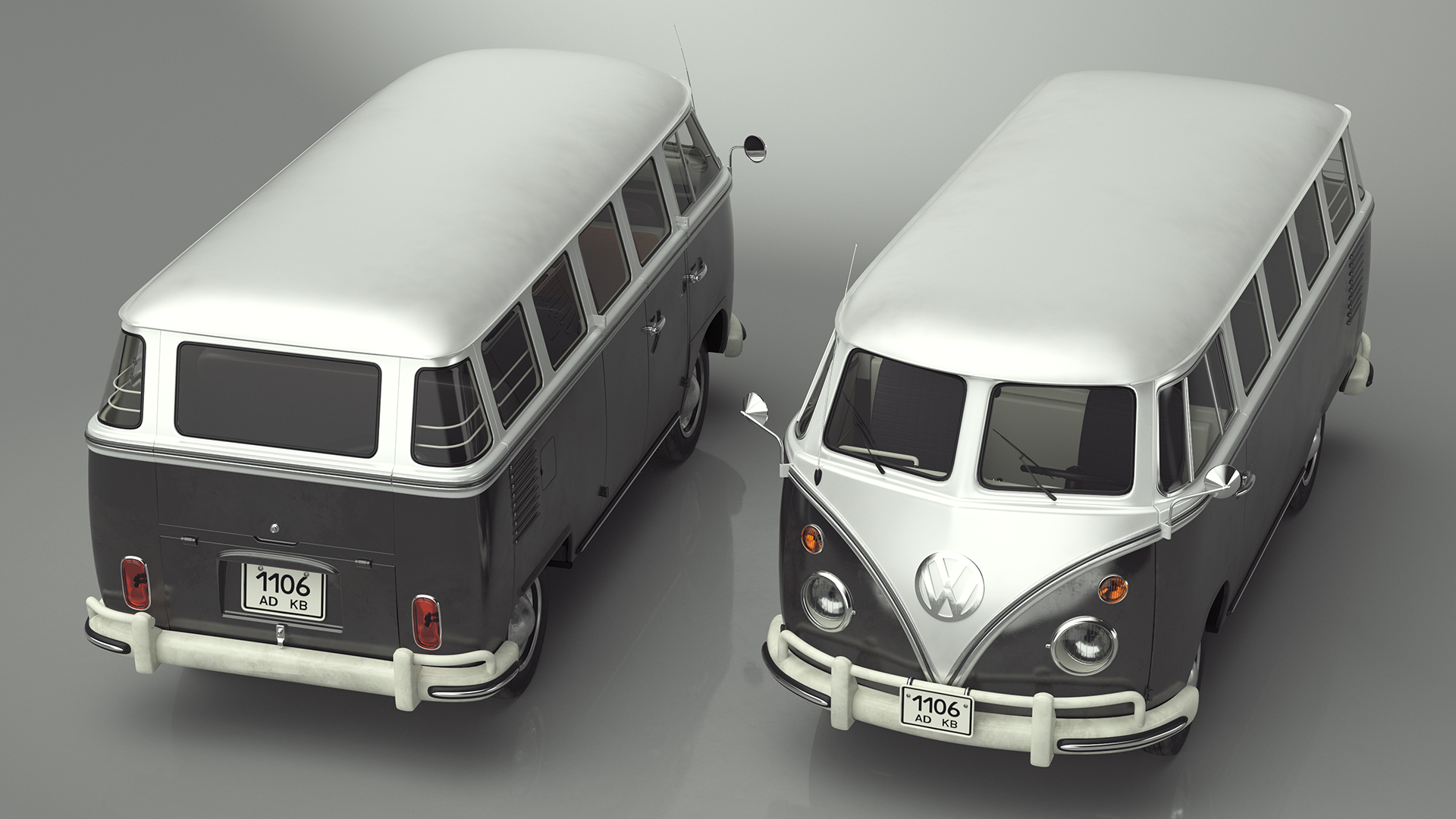 3D Vintage Volkswagen Type 2 Bus Rigged