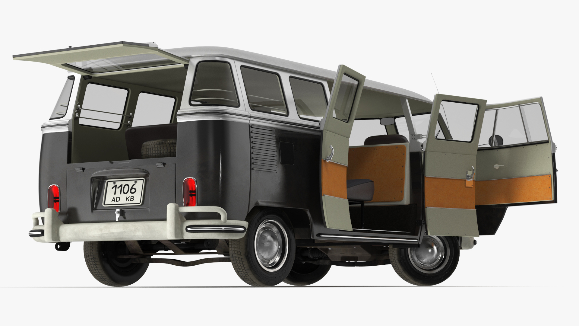 3D Vintage Volkswagen Type 2 Bus Rigged