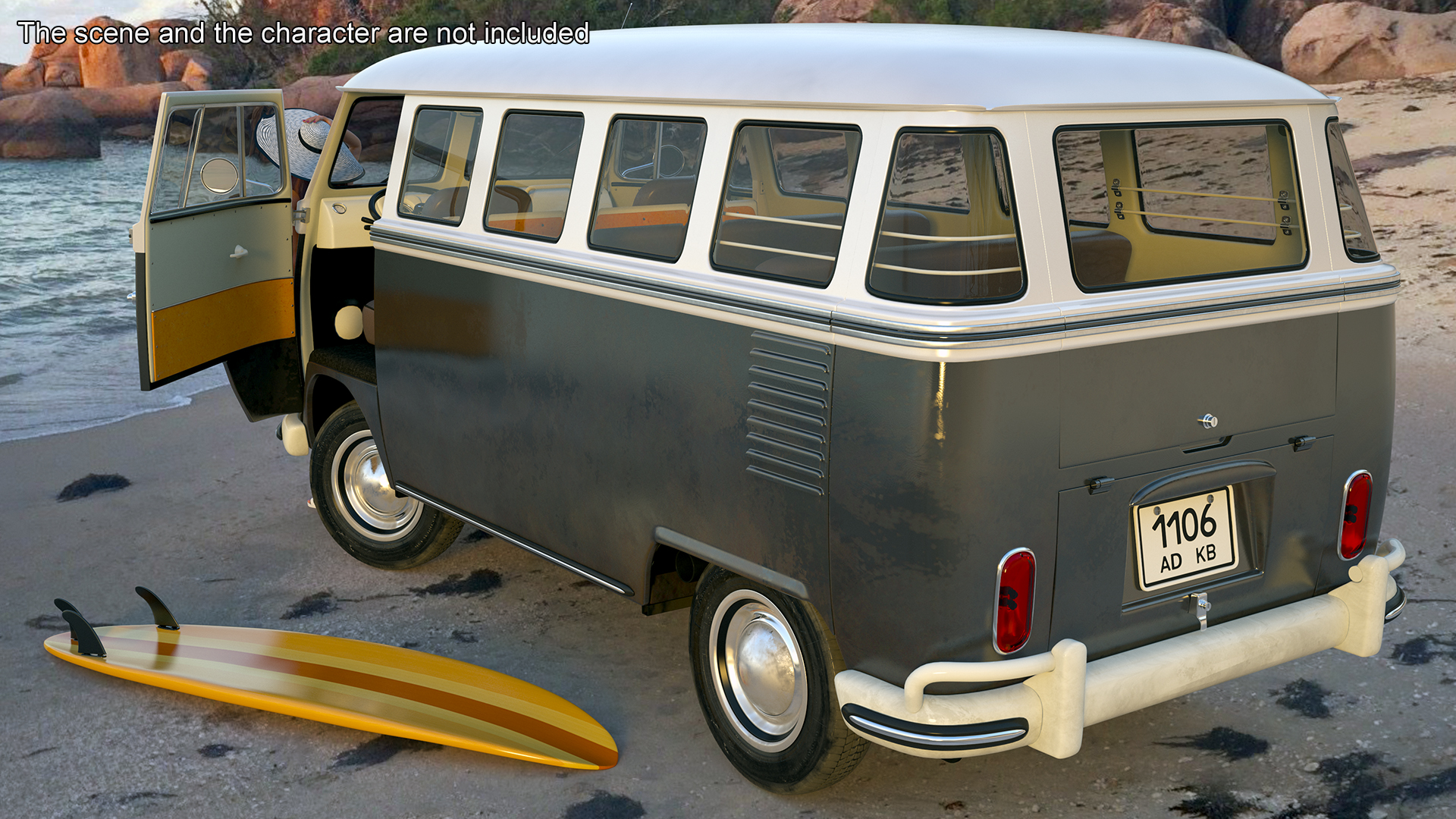 3D Vintage Volkswagen Type 2 Bus Rigged
