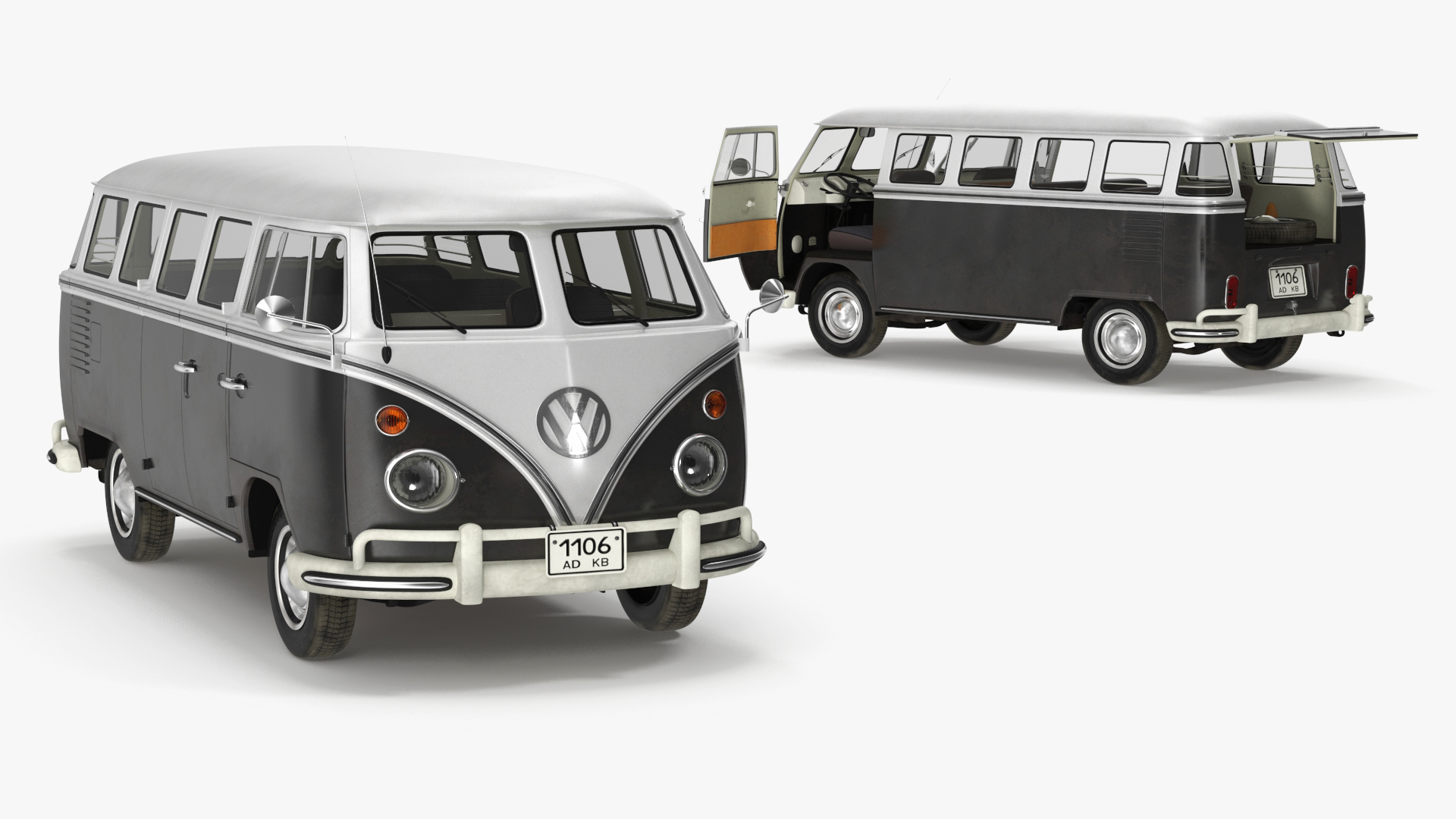 3D Vintage Volkswagen Type 2 Bus Rigged