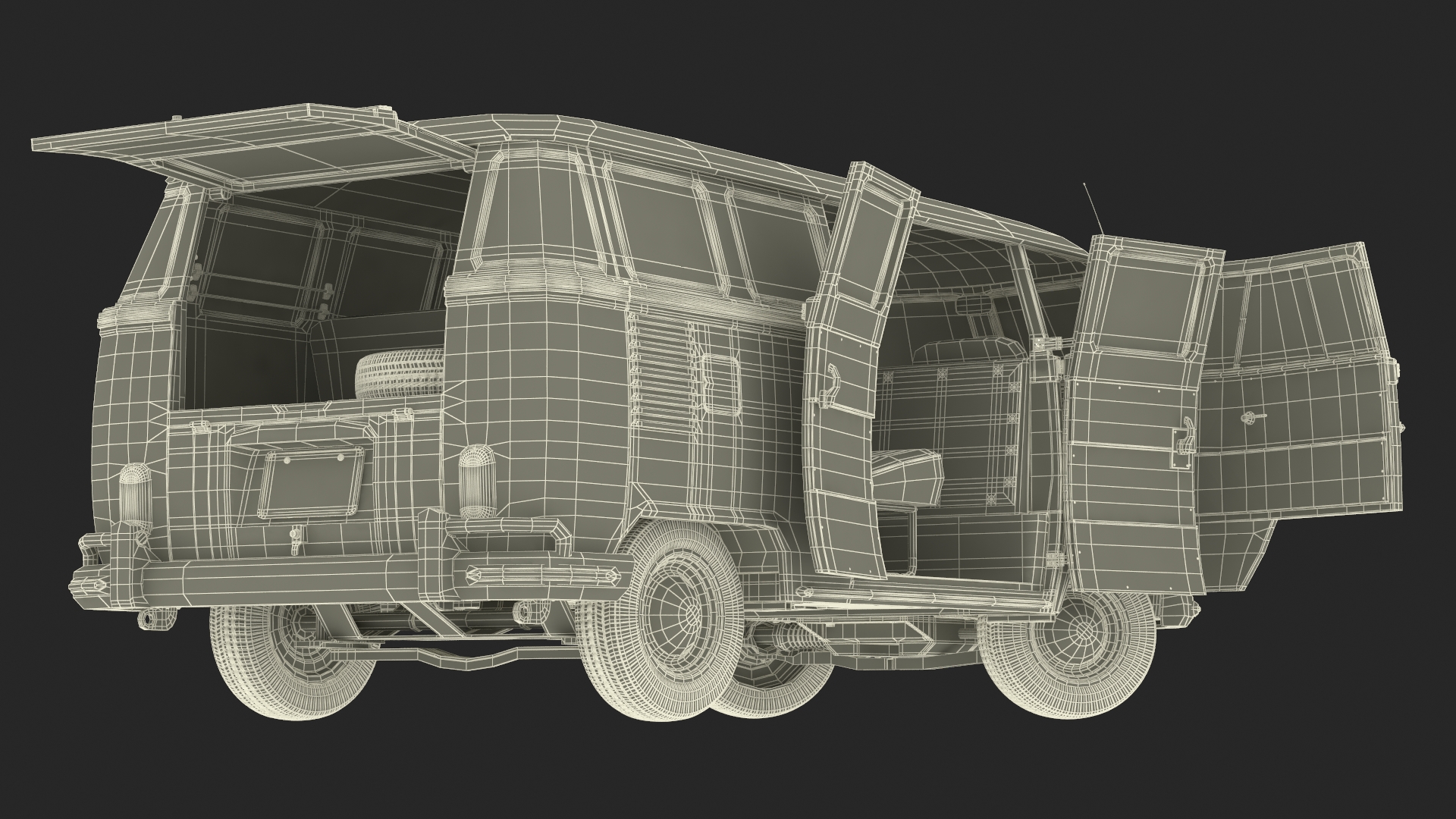 3D Vintage Volkswagen Type 2 Bus Rigged