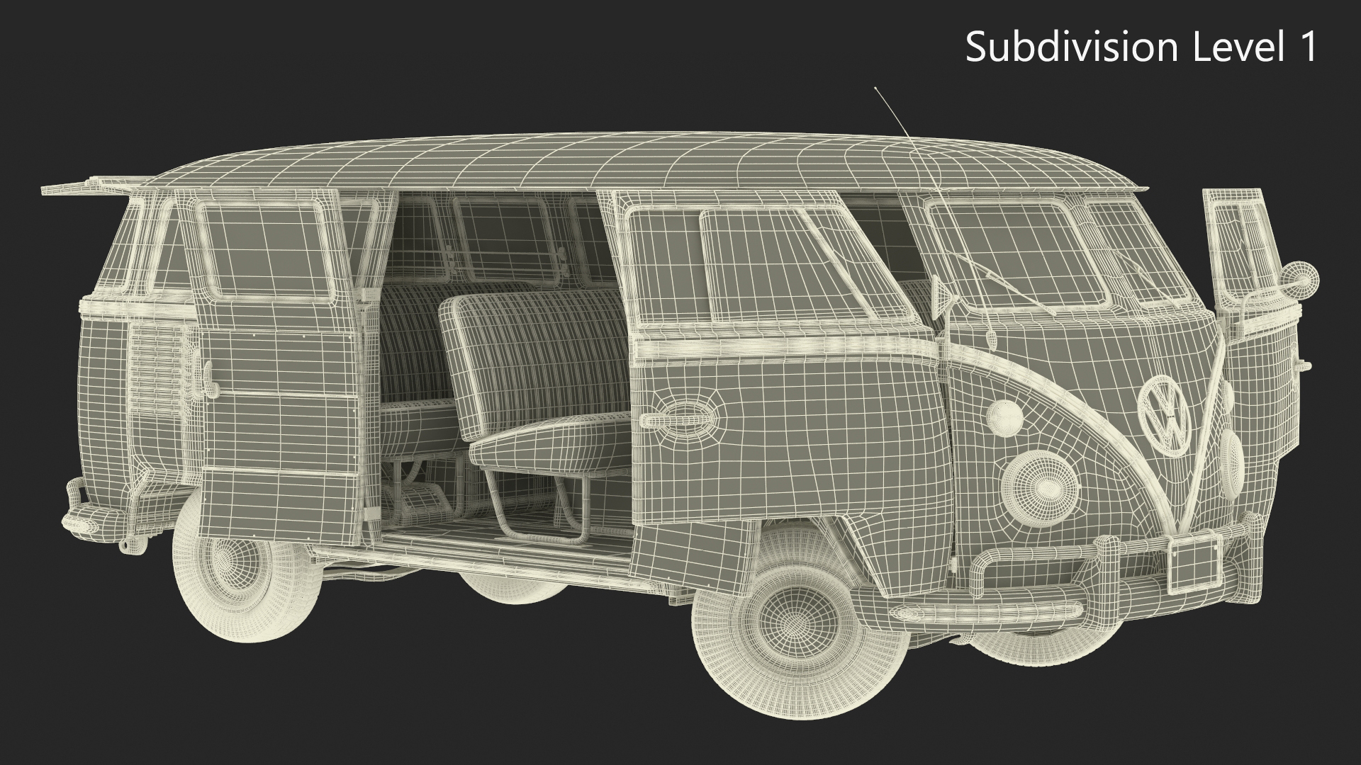 3D Vintage Volkswagen Type 2 Bus Rigged