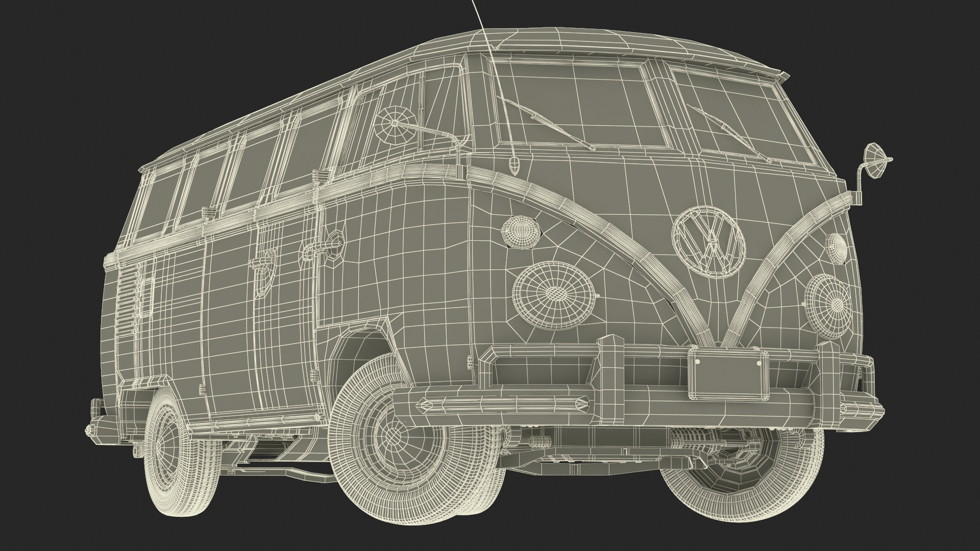 3D Vintage Volkswagen Type 2 Bus Rigged