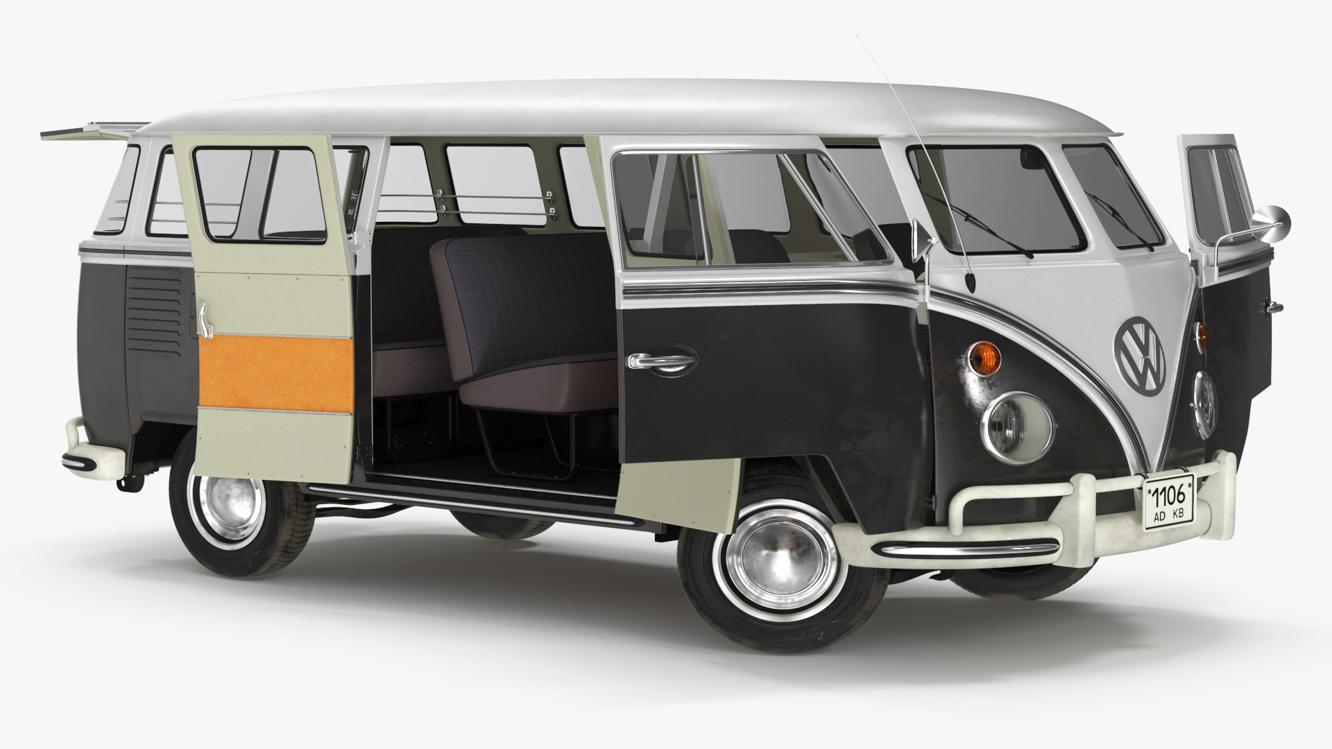 3D Vintage Volkswagen Type 2 Bus Rigged