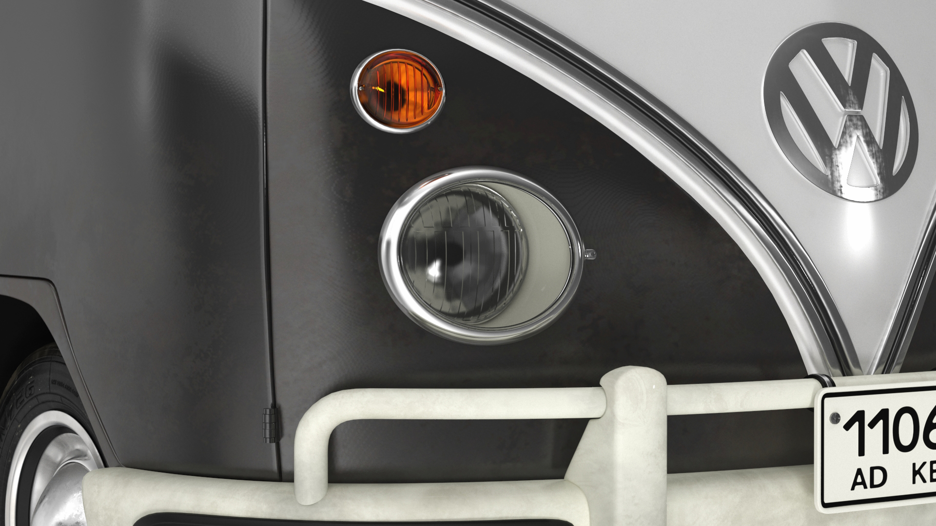 3D Vintage Volkswagen Type 2 Bus Rigged