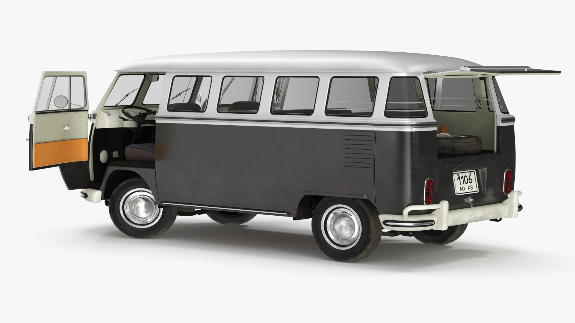 3D Vintage Volkswagen Type 2 Bus Rigged