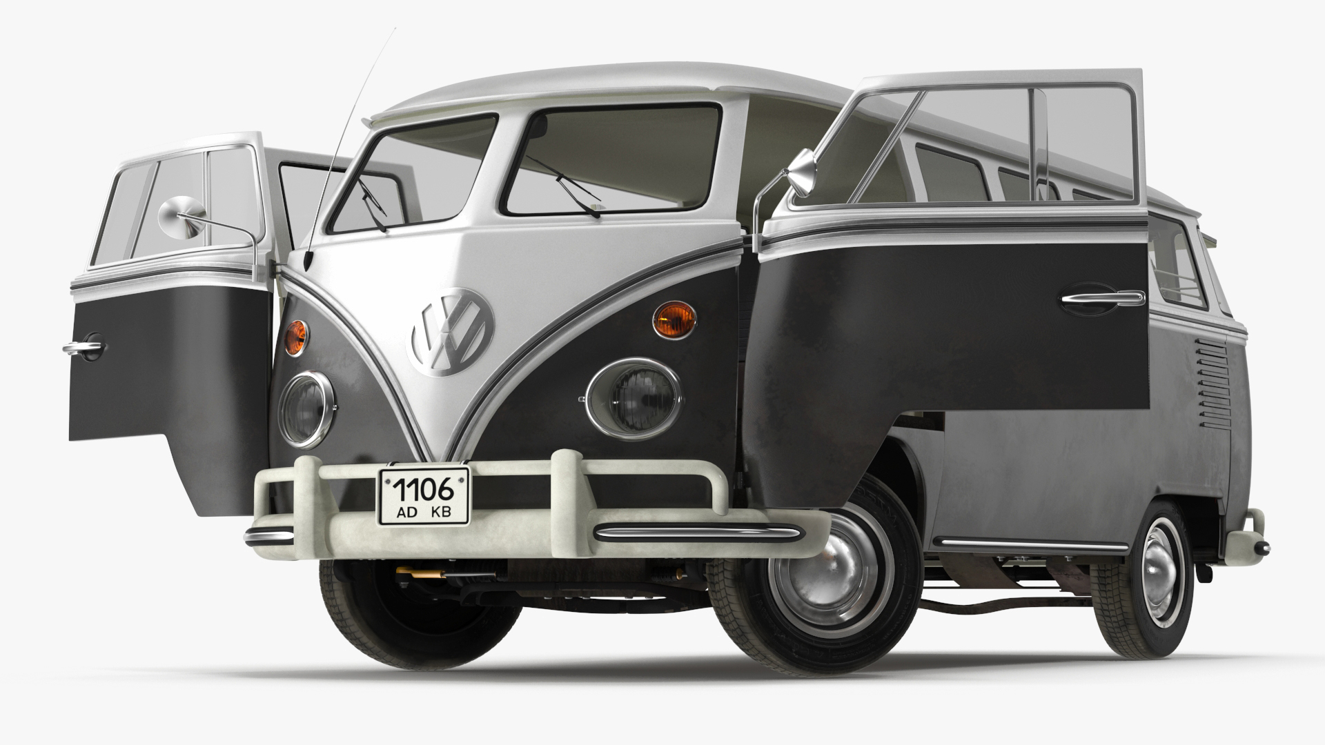 3D Vintage Volkswagen Type 2 Bus Rigged