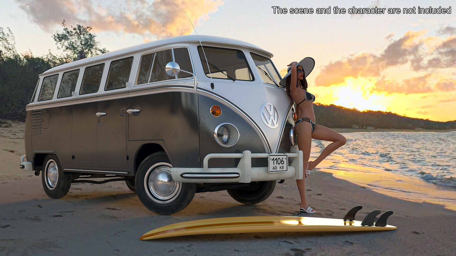 3D Vintage Volkswagen Type 2 Bus Rigged