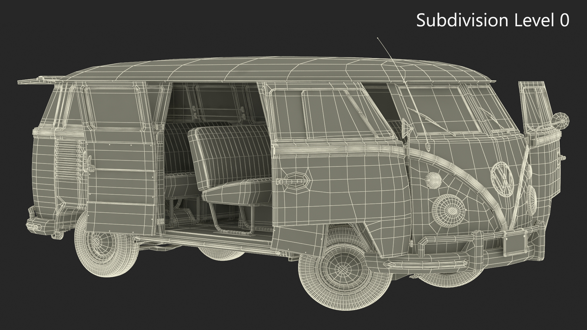 3D Vintage Volkswagen Type 2 Bus Rigged