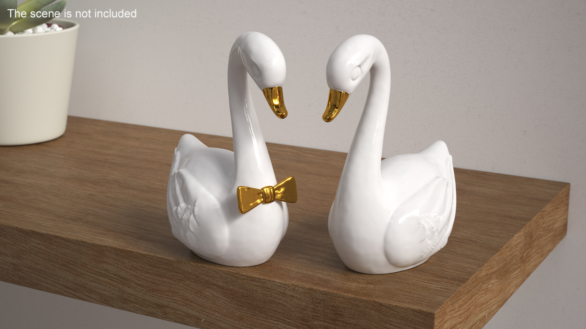 3D Porcelain Swans Decorative Figurines