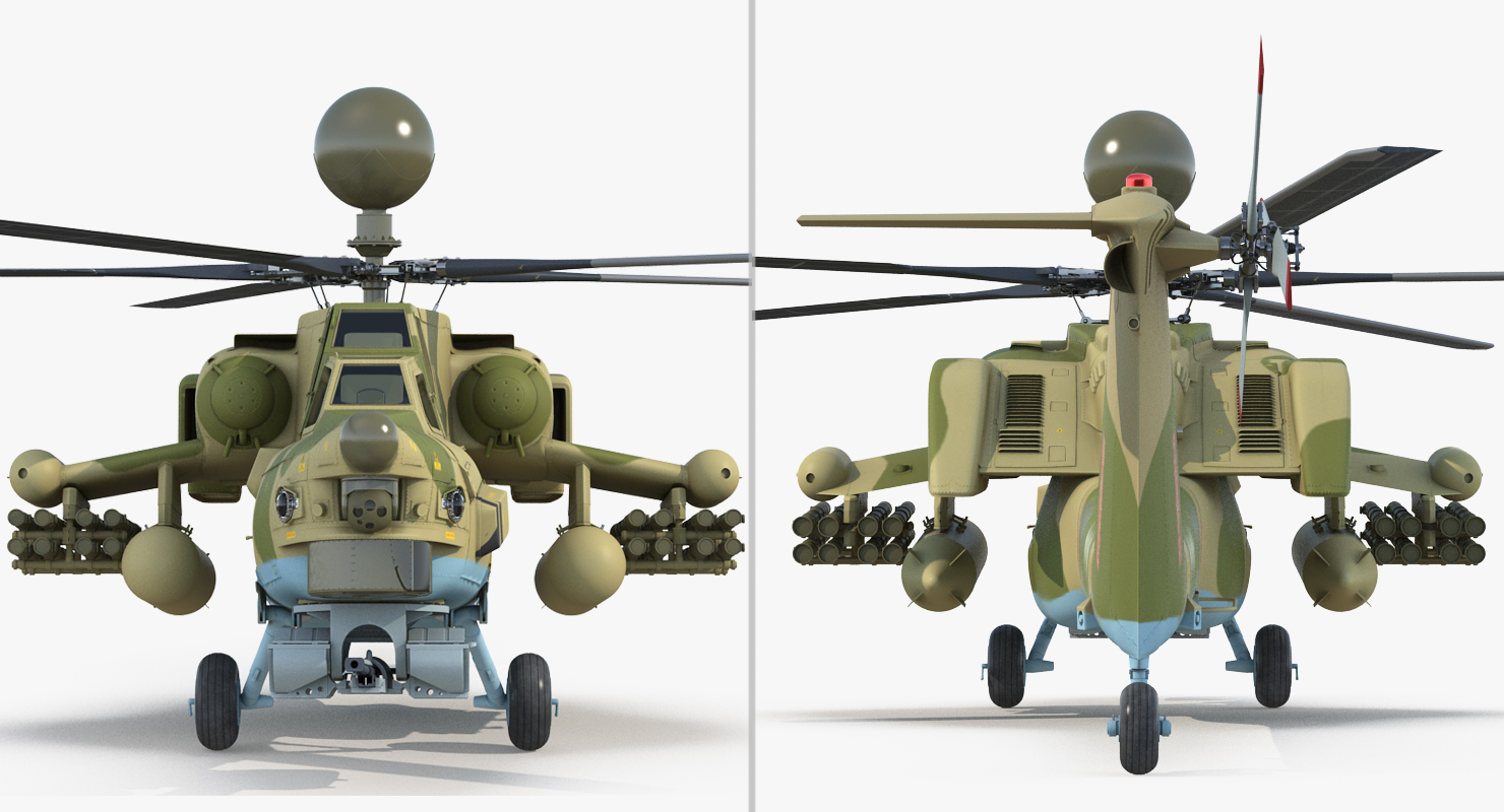 3D Attack Helicopter MI 28N Havoc with Radar Station Rigged