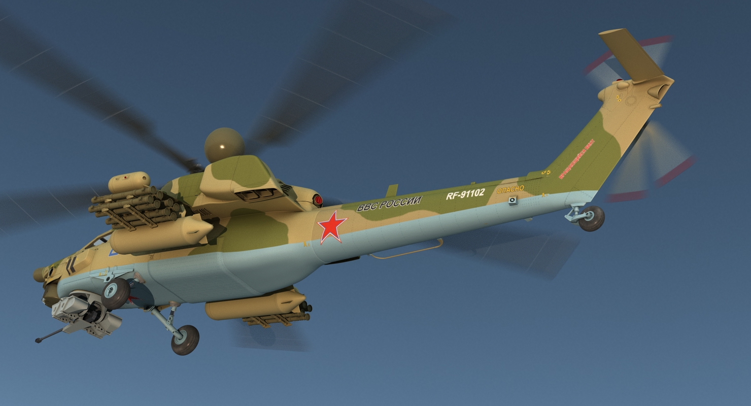 3D Attack Helicopter MI 28N Havoc with Radar Station Rigged