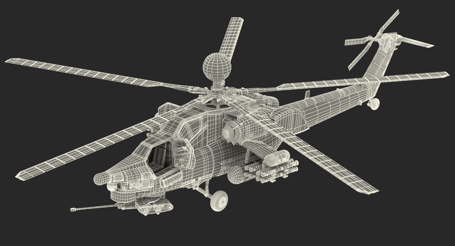 3D Attack Helicopter MI 28N Havoc with Radar Station Rigged