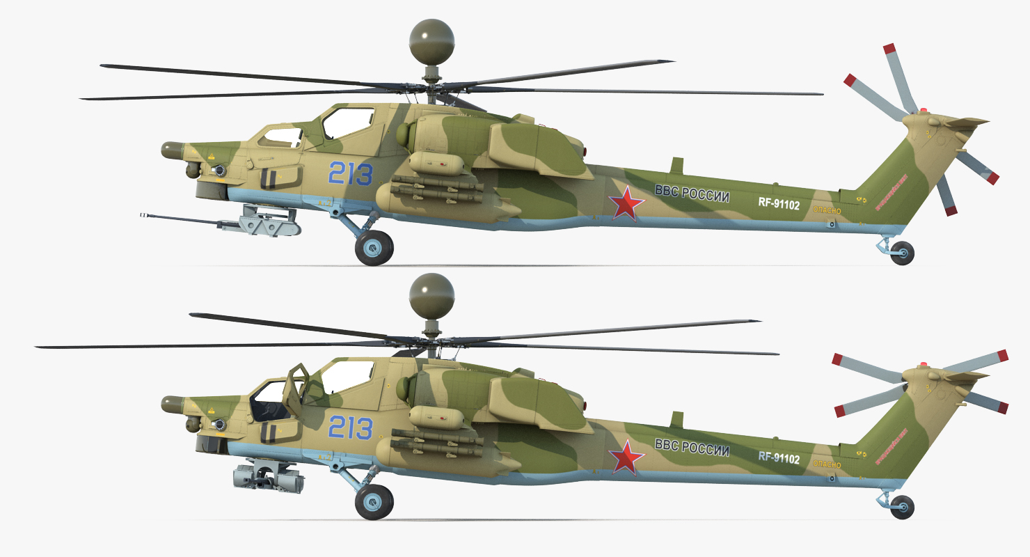 3D Attack Helicopter MI 28N Havoc with Radar Station Rigged