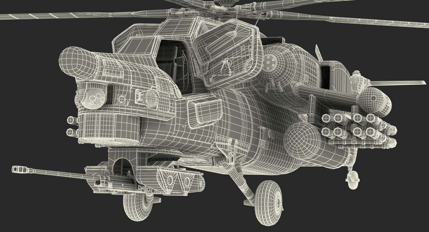 3D Attack Helicopter MI 28N Havoc with Radar Station Rigged