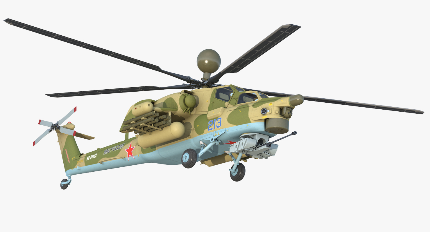 3D Attack Helicopter MI 28N Havoc with Radar Station Rigged