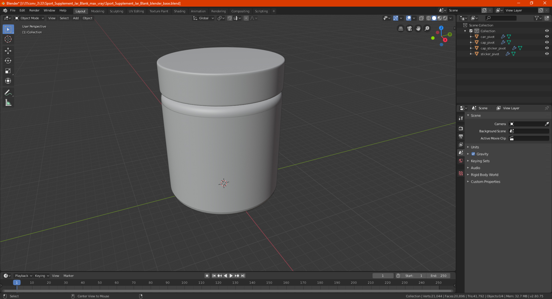 3D Sport Supplement Jar Blank