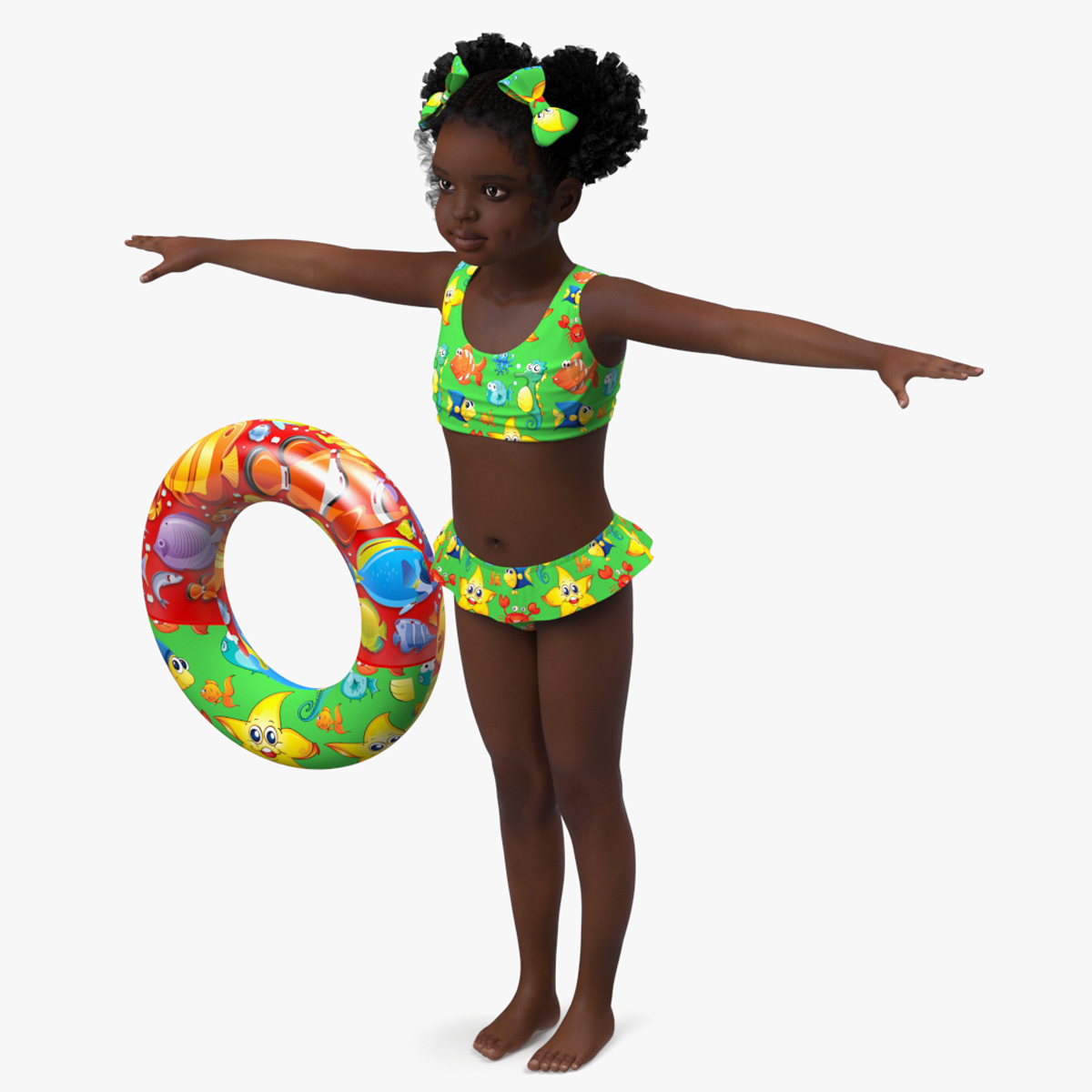 Black Child Girl Beach Style Rigged for Modo 3D model